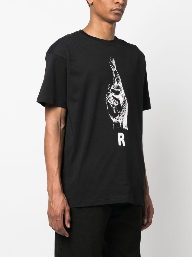 Black Hand Sign Print T-shirt