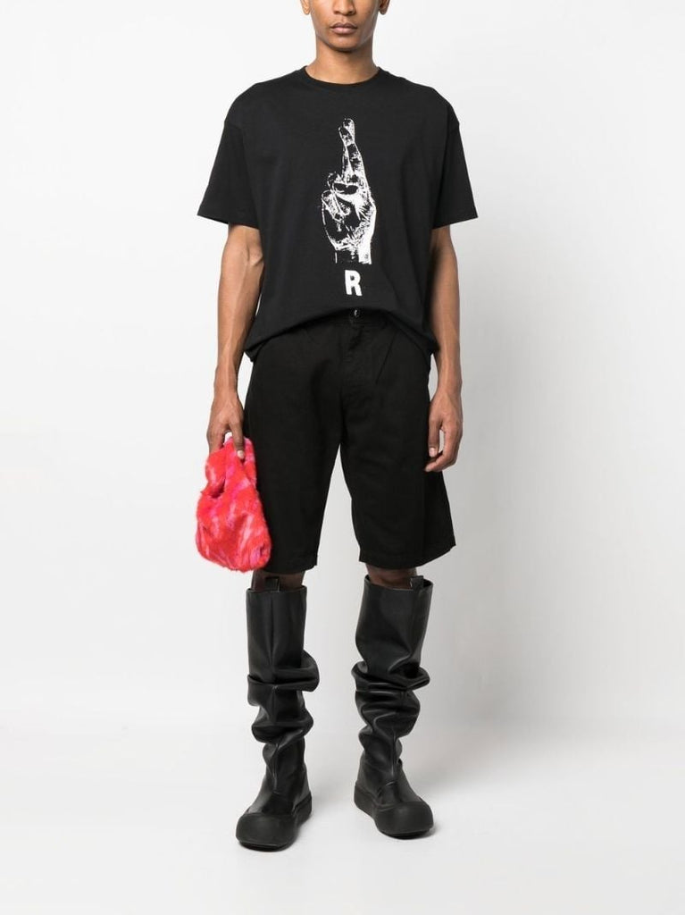 Black Hand Sign Print T-shirt