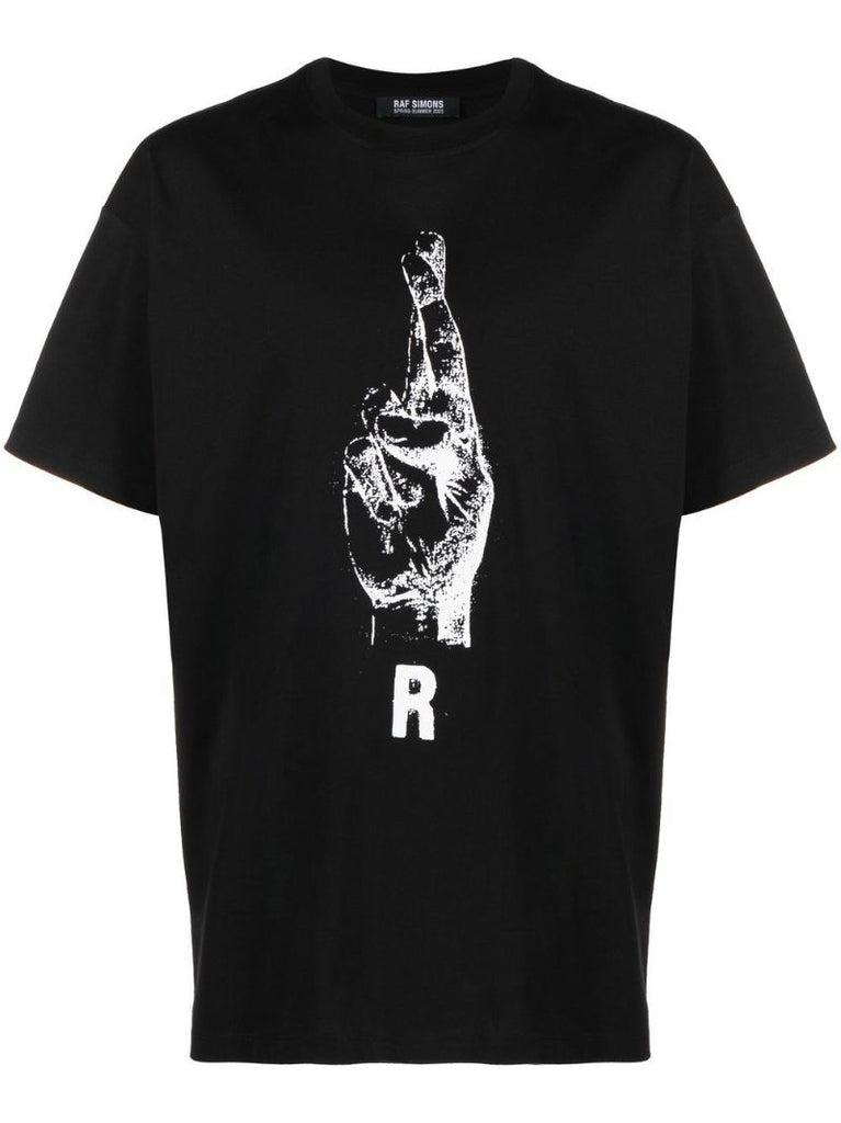 Black Hand Sign Print T-shirt