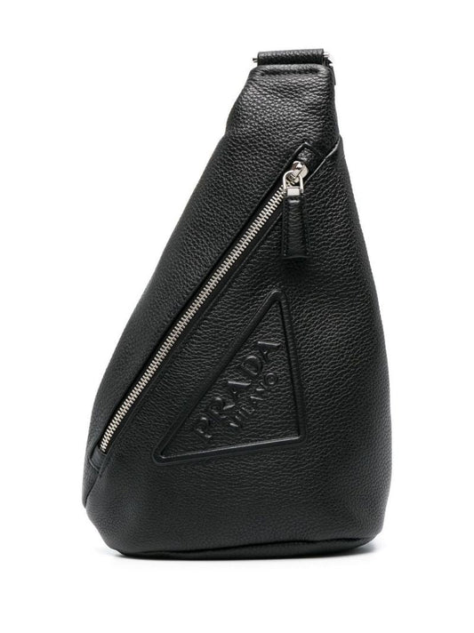 Black Cross Leather Shoulder Bag