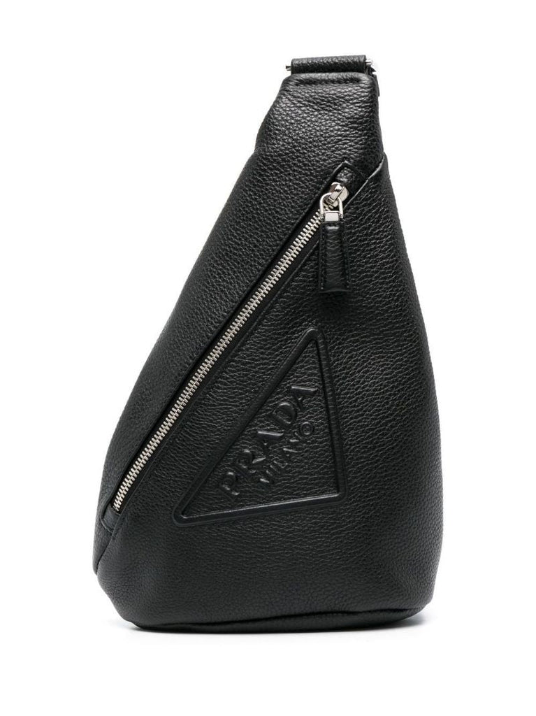 Black Cross Leather Shoulder Bag