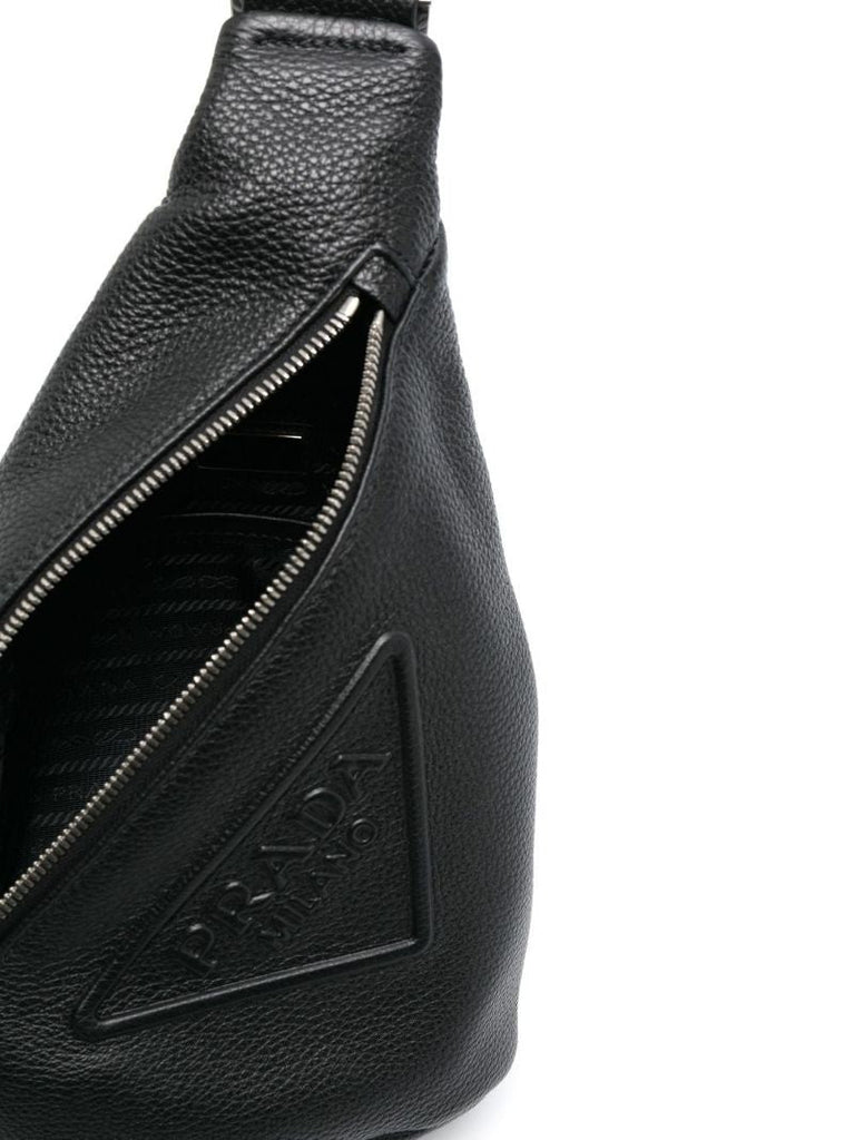 Black Cross Leather Shoulder Bag