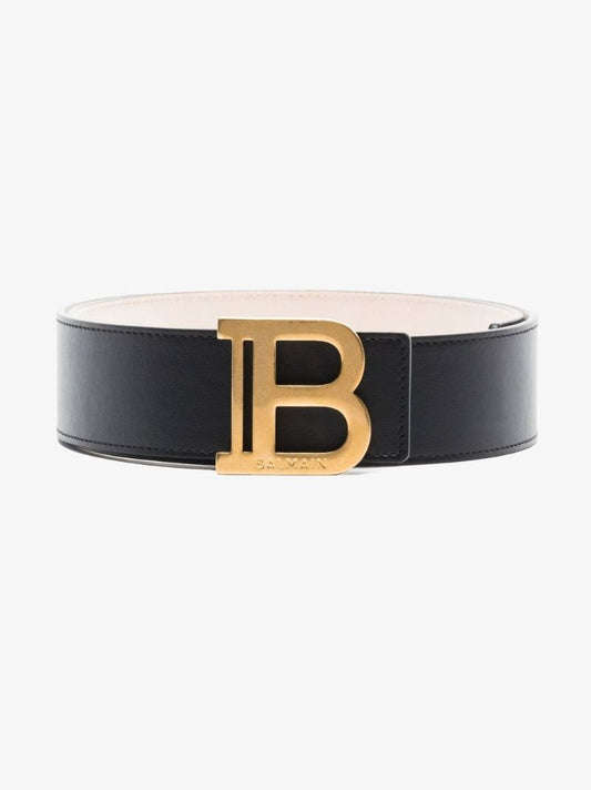 Black B Logo Leather Belt