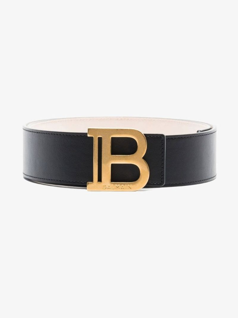 Black B Logo Leather Belt