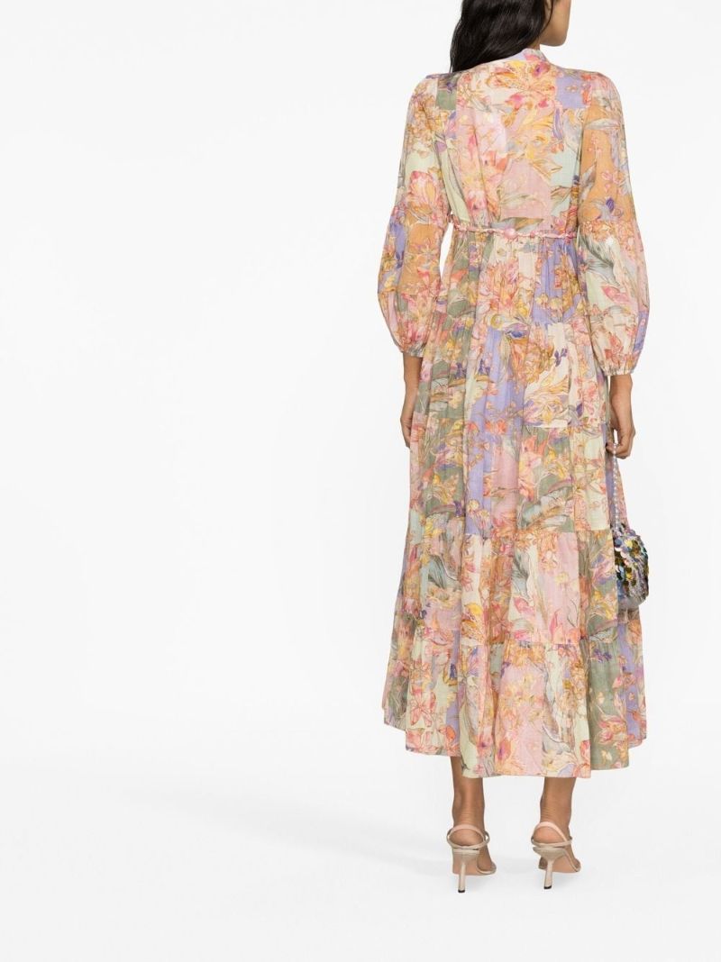 Pink Cira Floral Print Midi Dress