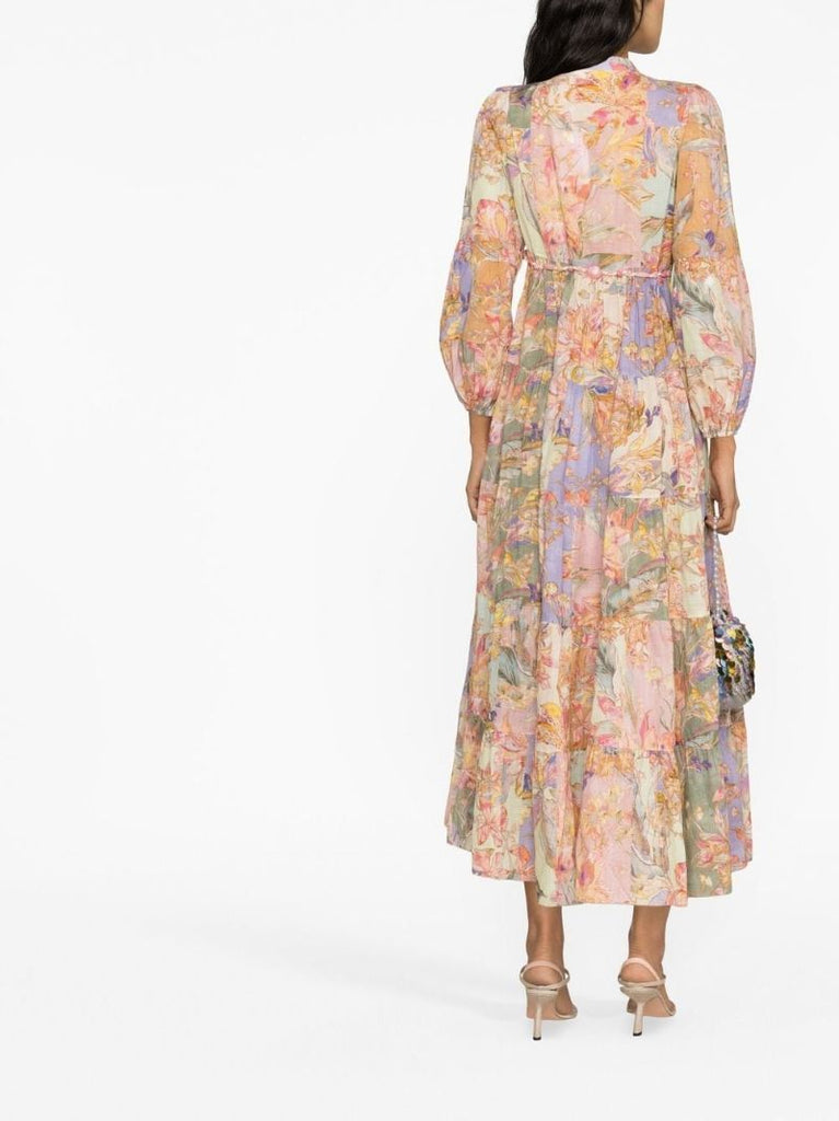 Pink Cira Floral Print Midi Dress