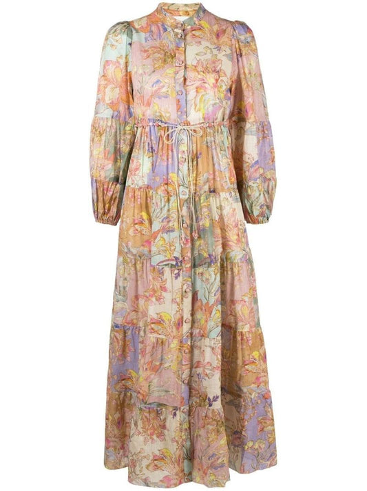 Pink Cira Floral Print Midi Dress