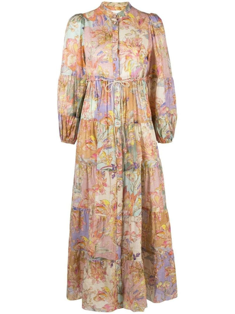 Pink Cira Floral Print Midi Dress