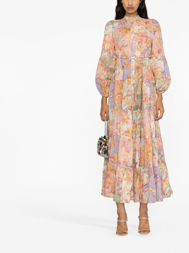 Pink Cira Floral Print Midi Dress
