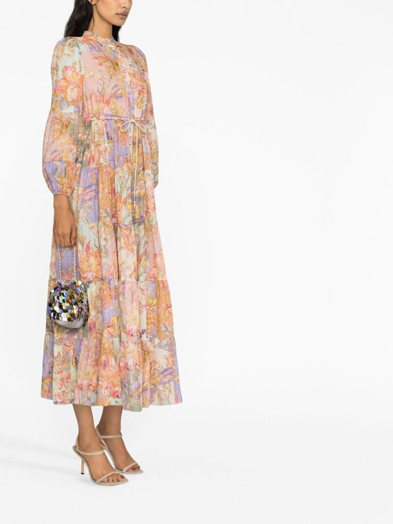 Pink Cira Floral Print Midi Dress