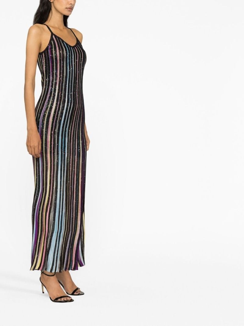 Black Striped Sequinned Maxi Dress
