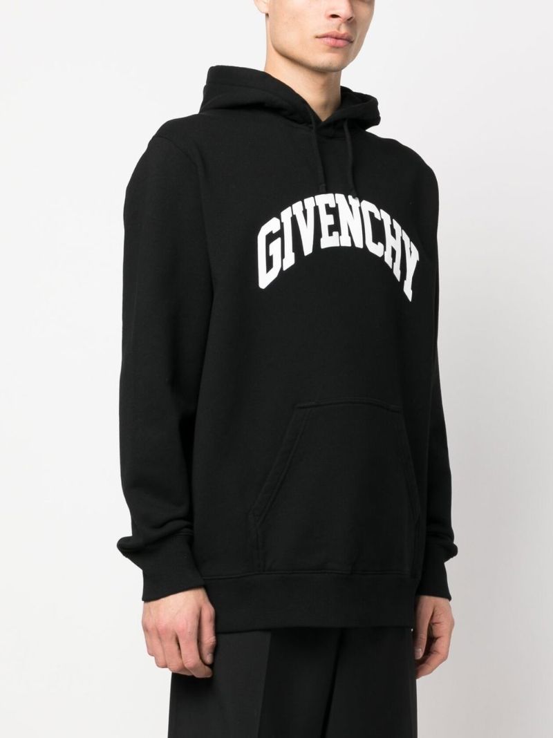 Black Logo Print Cotton Hoodie