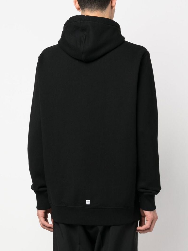 Black Logo Print Cotton Hoodie