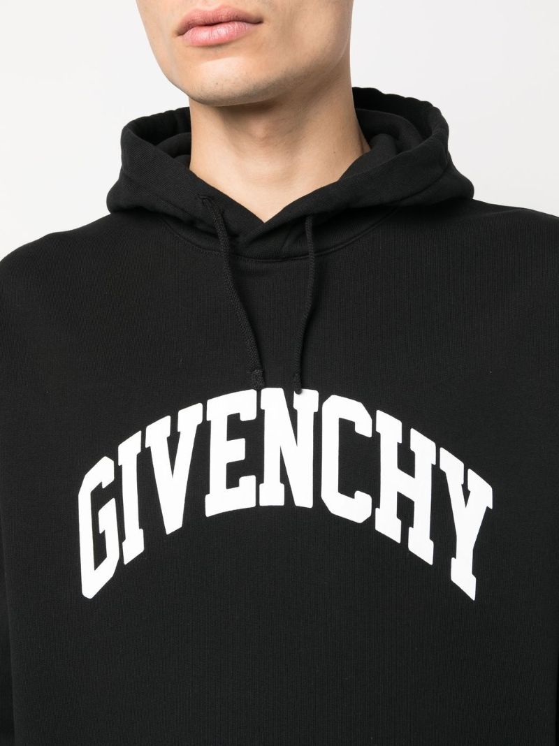 Black Logo Print Cotton Hoodie
