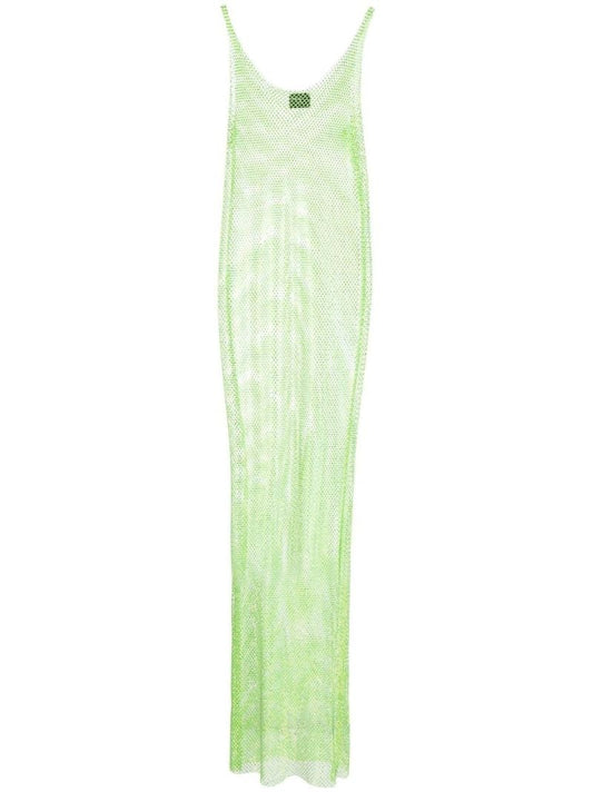 Green Sydney Crystal Mesh Maxi Dress