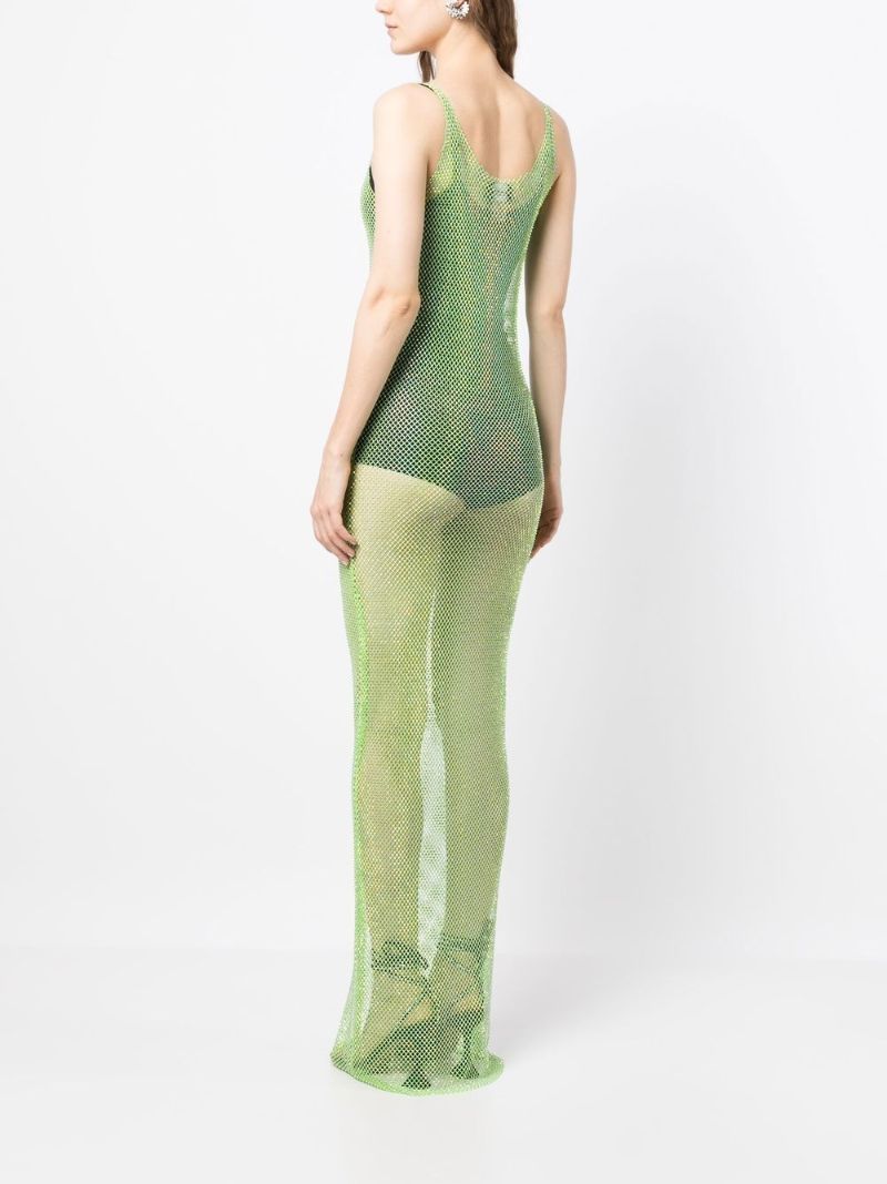 Green Sydney Crystal Mesh Maxi Dress