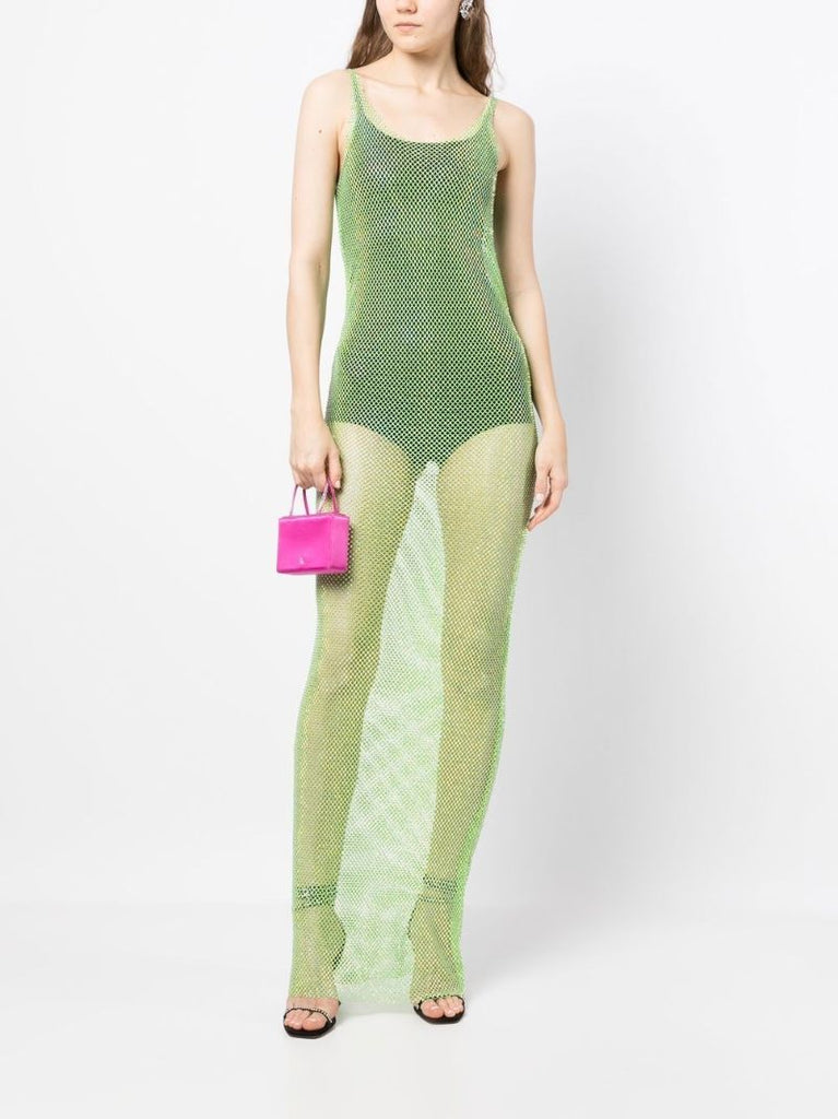 Green Sydney Crystal Mesh Maxi Dress