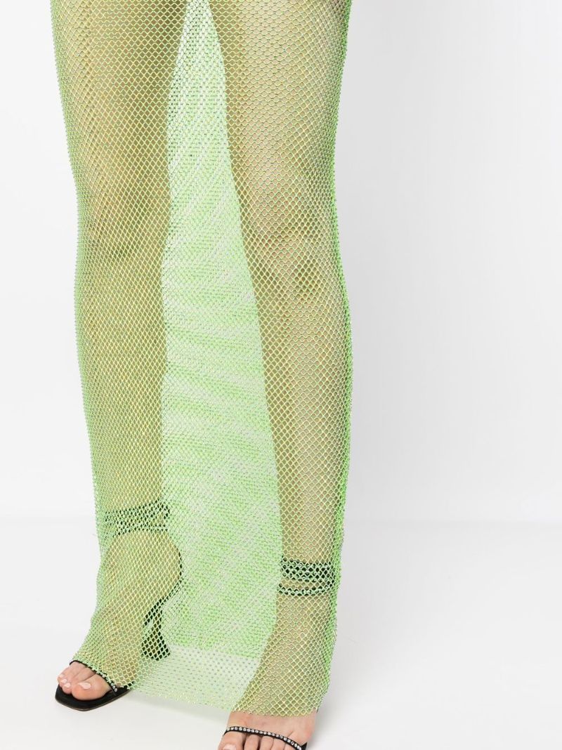 Green Sydney Crystal Mesh Maxi Dress