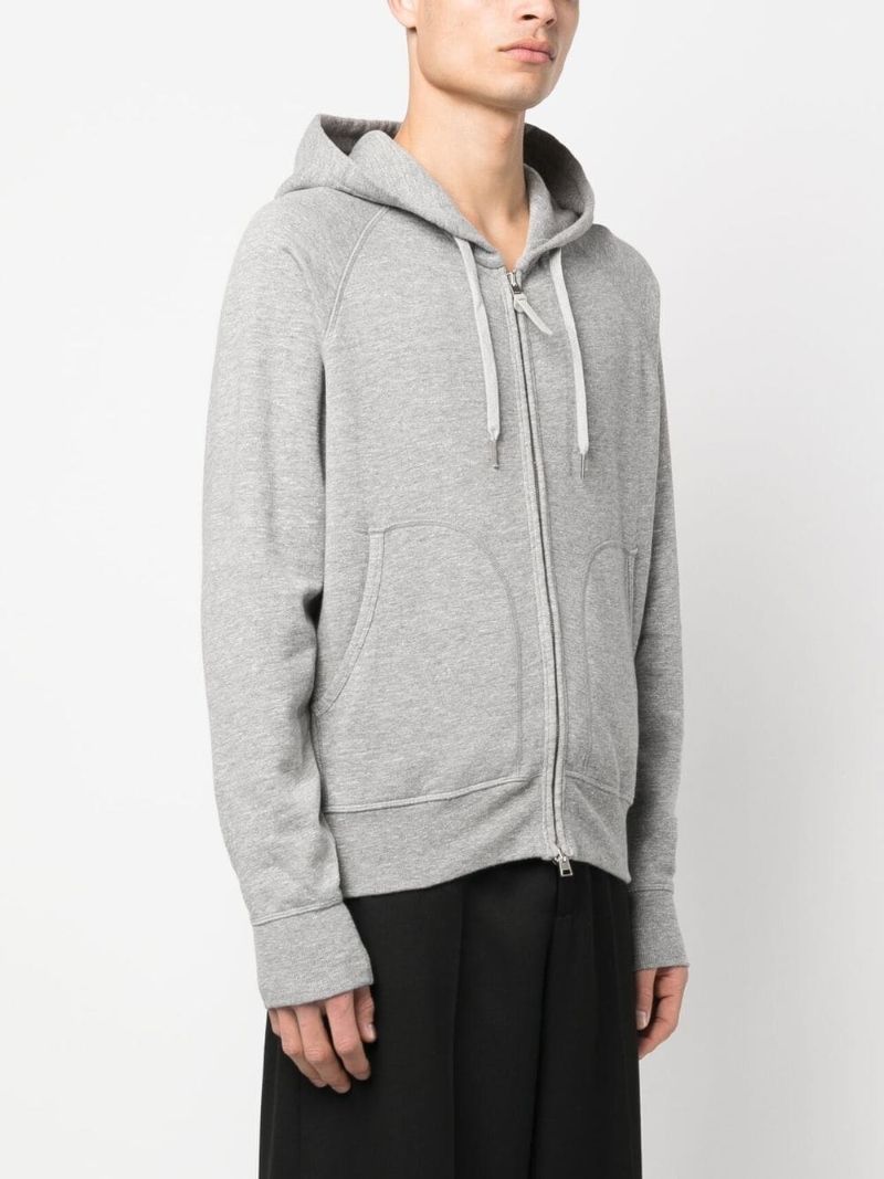Grey Zip-up Cotton Hoodie