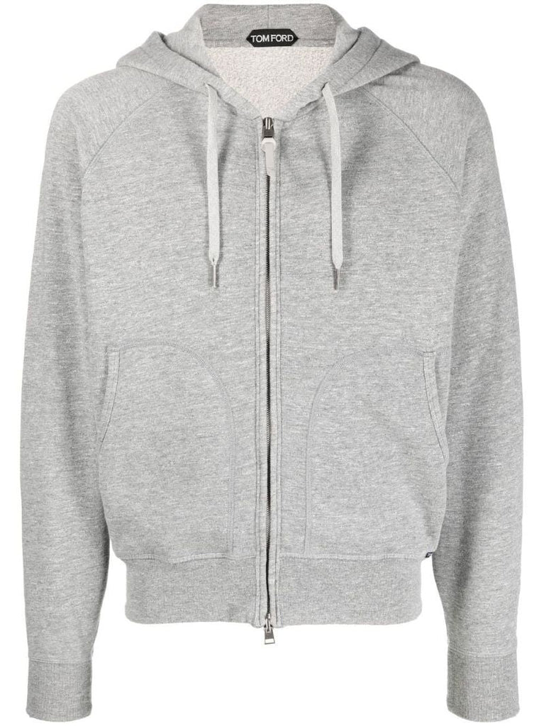 Grey Zip-up Cotton Hoodie