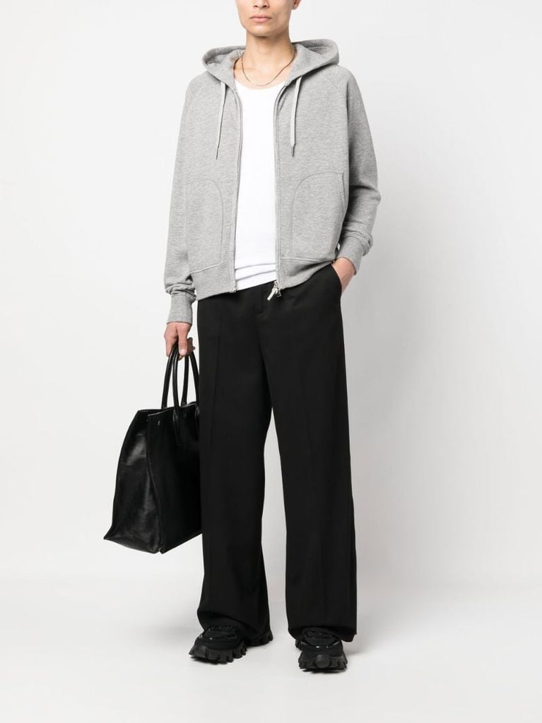 Grey Zip-up Cotton Hoodie