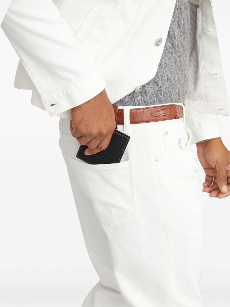 Black Stitch-detail Leather Cardholder