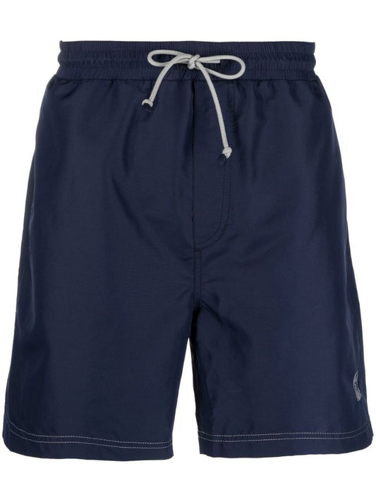 Blue Logo Embroidered Swim Shorts