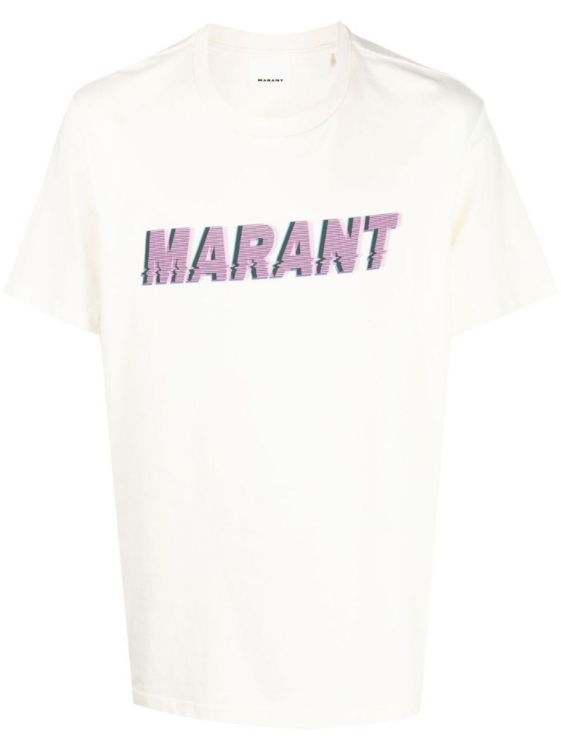 White Logo Print Cotton T-shirt