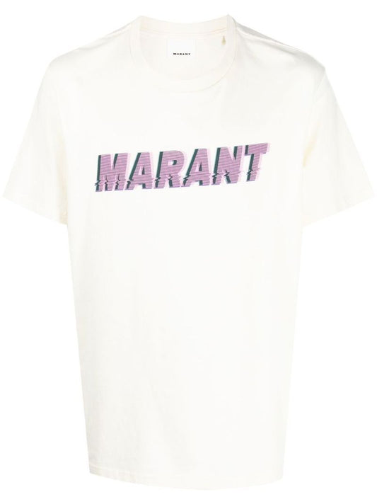 White Logo Print Cotton T-shirt