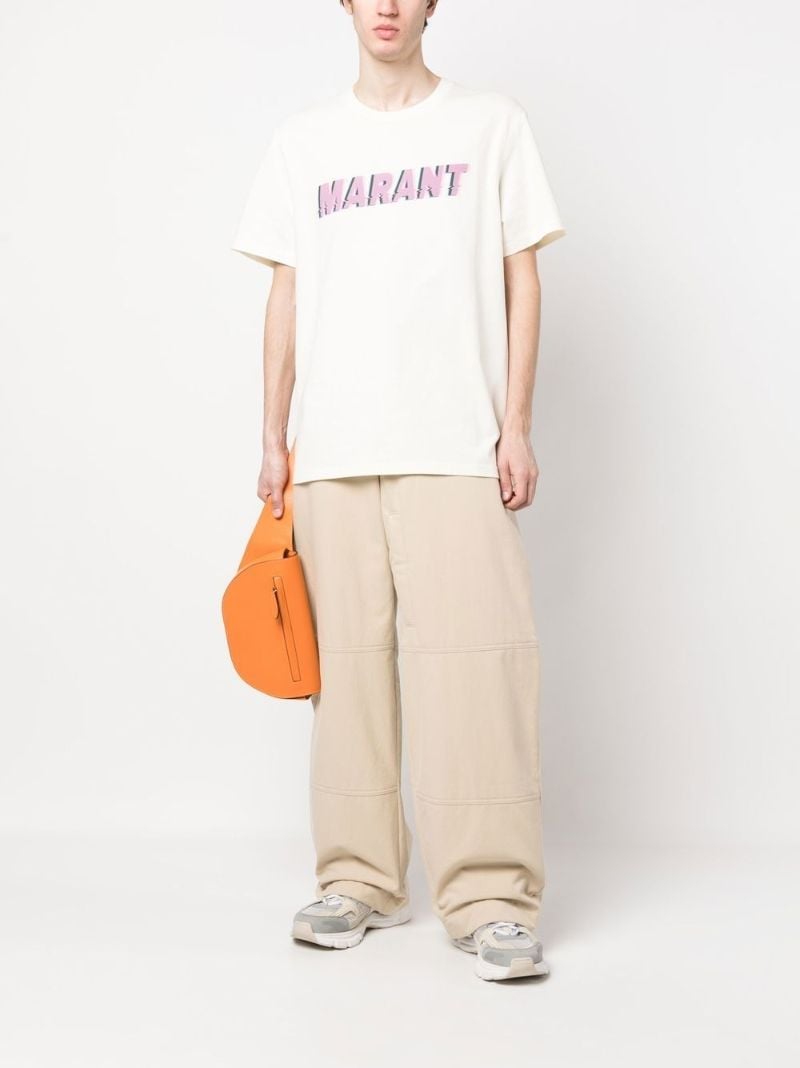 White Logo Print Cotton T-shirt