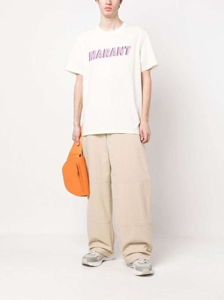 White Logo Print Cotton T-shirt
