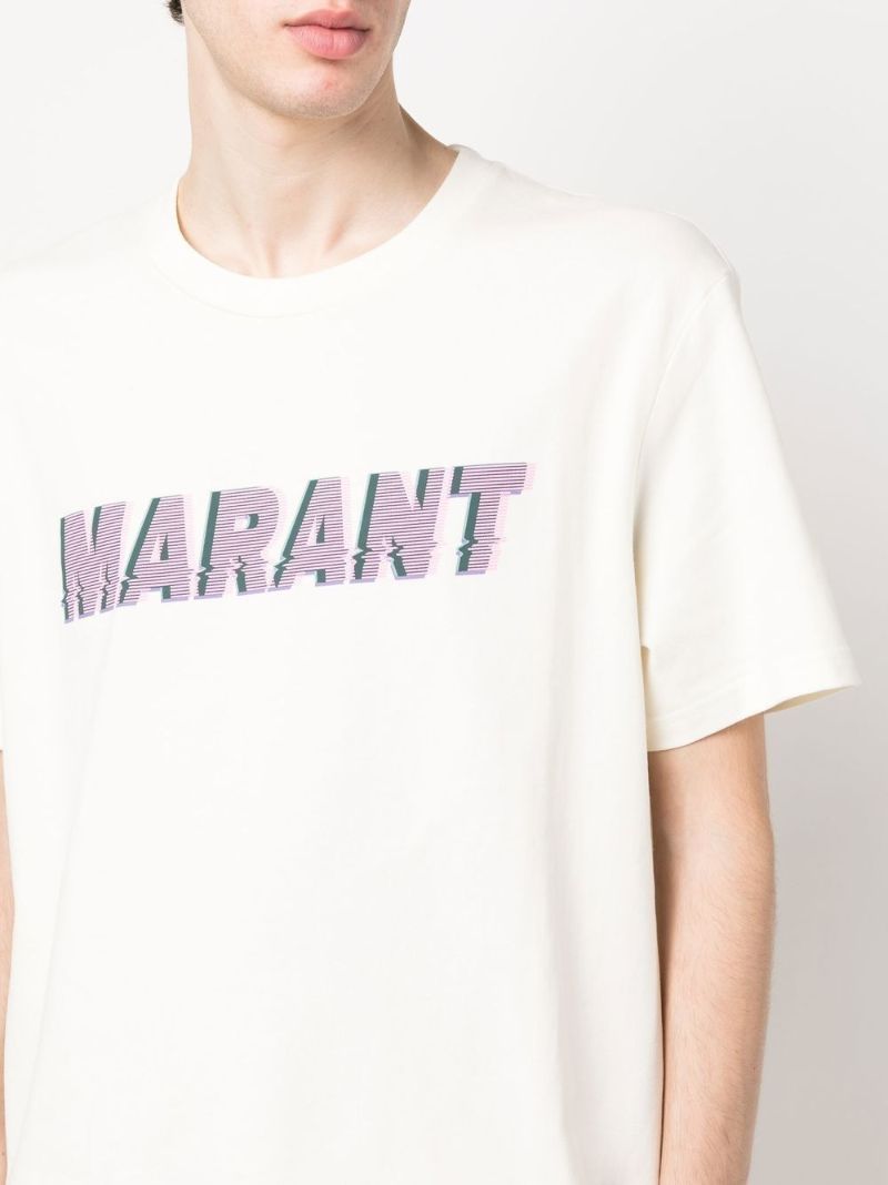White Logo Print Cotton T-shirt