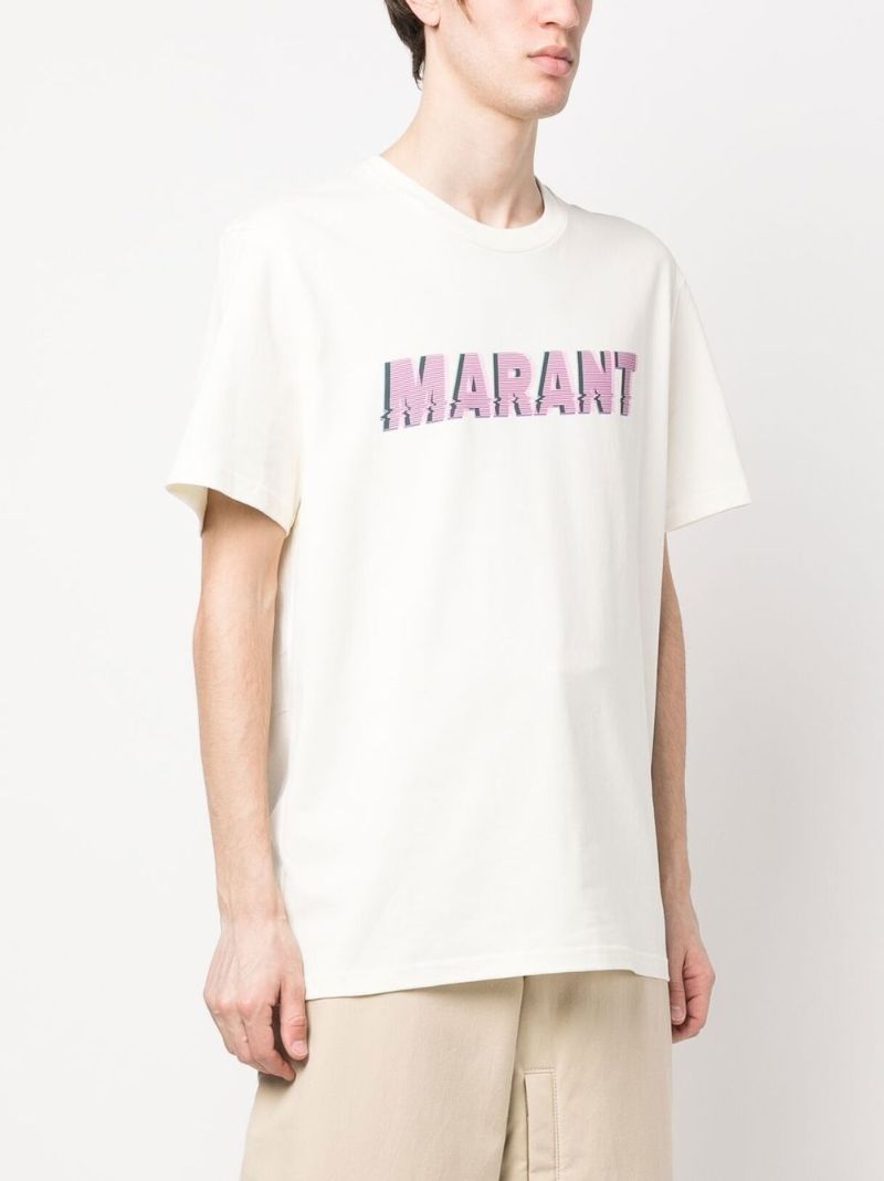 White Logo Print Cotton T-shirt