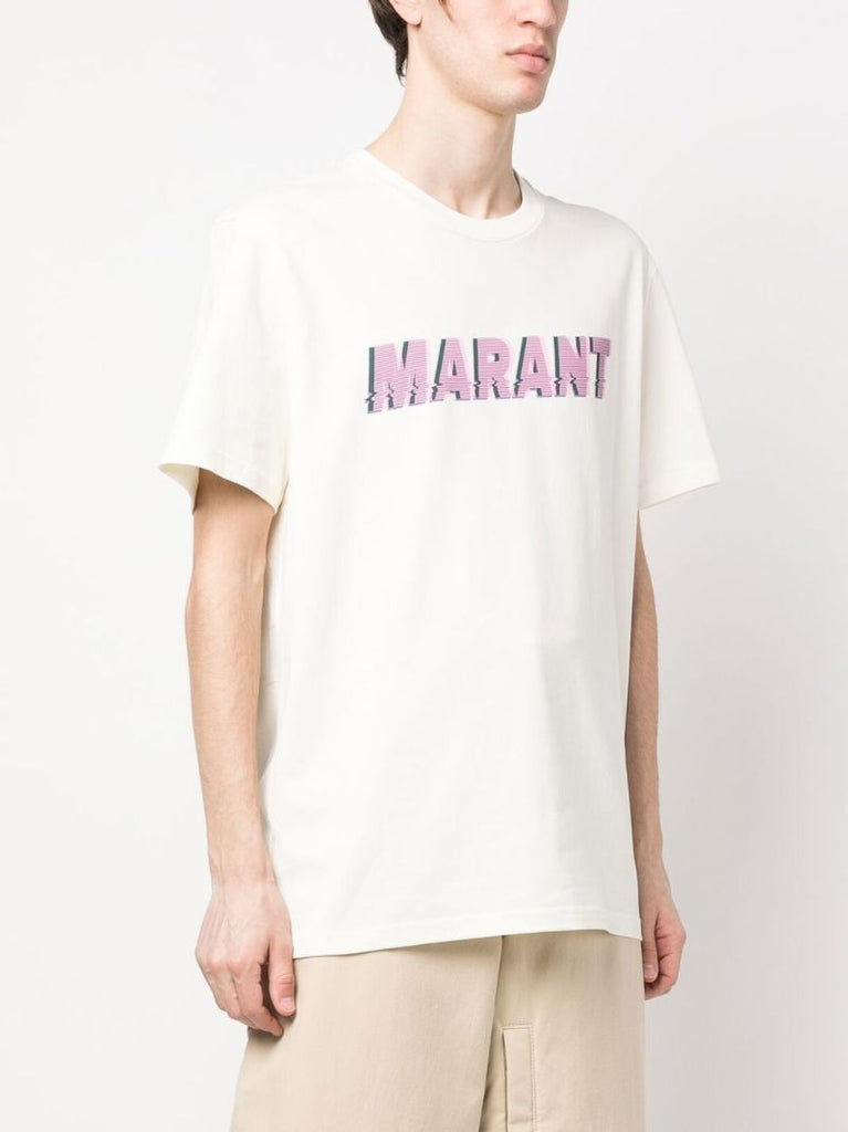White Logo Print Cotton T-shirt