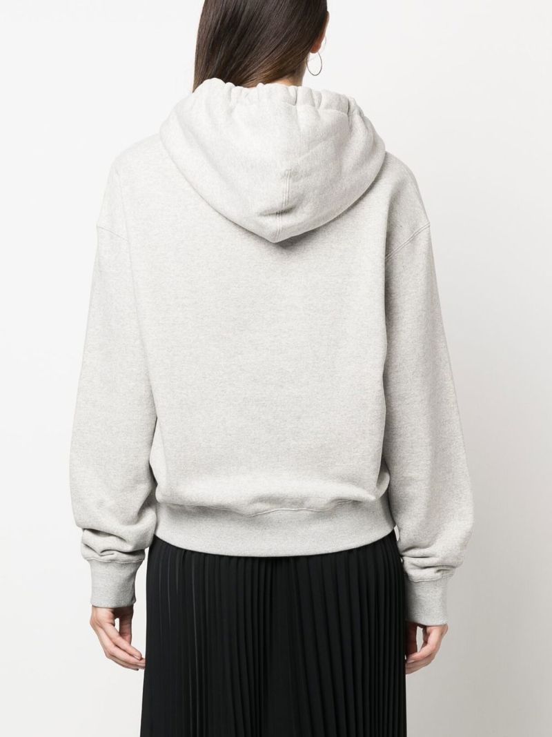 Grey Logo Print Cotton Hoodie