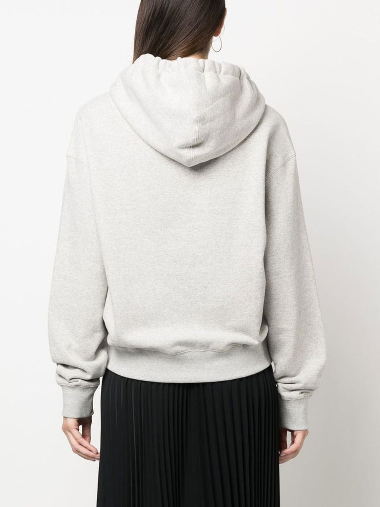 Grey Logo Print Cotton Hoodie