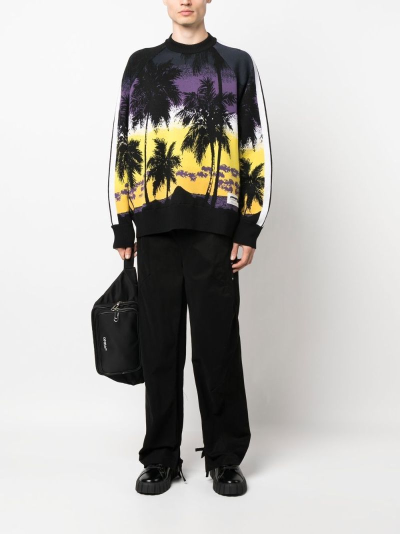 Black Palm Tree Wool Sweater