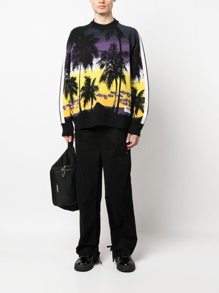 Black Palm Tree Wool Sweater
