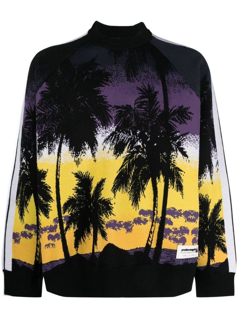 Black Palm Tree Wool Sweater