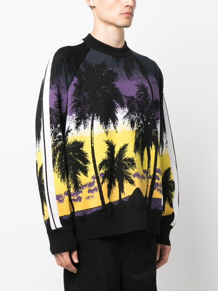 Black Palm Tree Wool Sweater