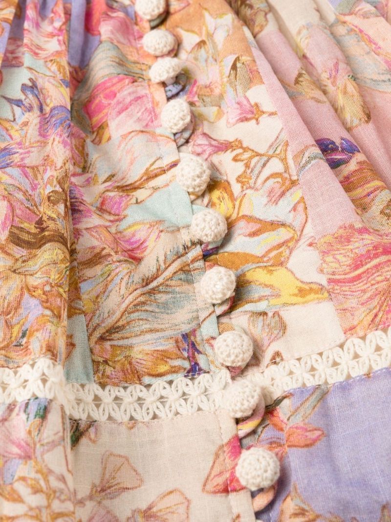 Neutral Cira Floral Print Mini Dress