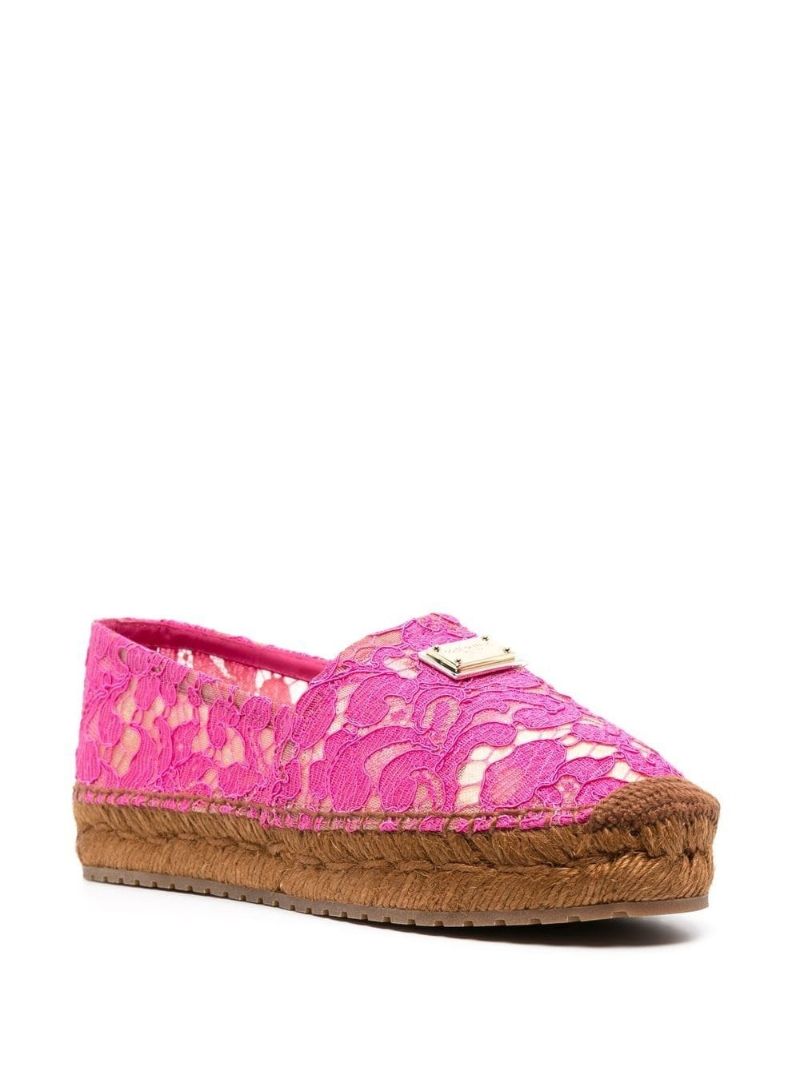 Pink Lace Panel Espadrilles