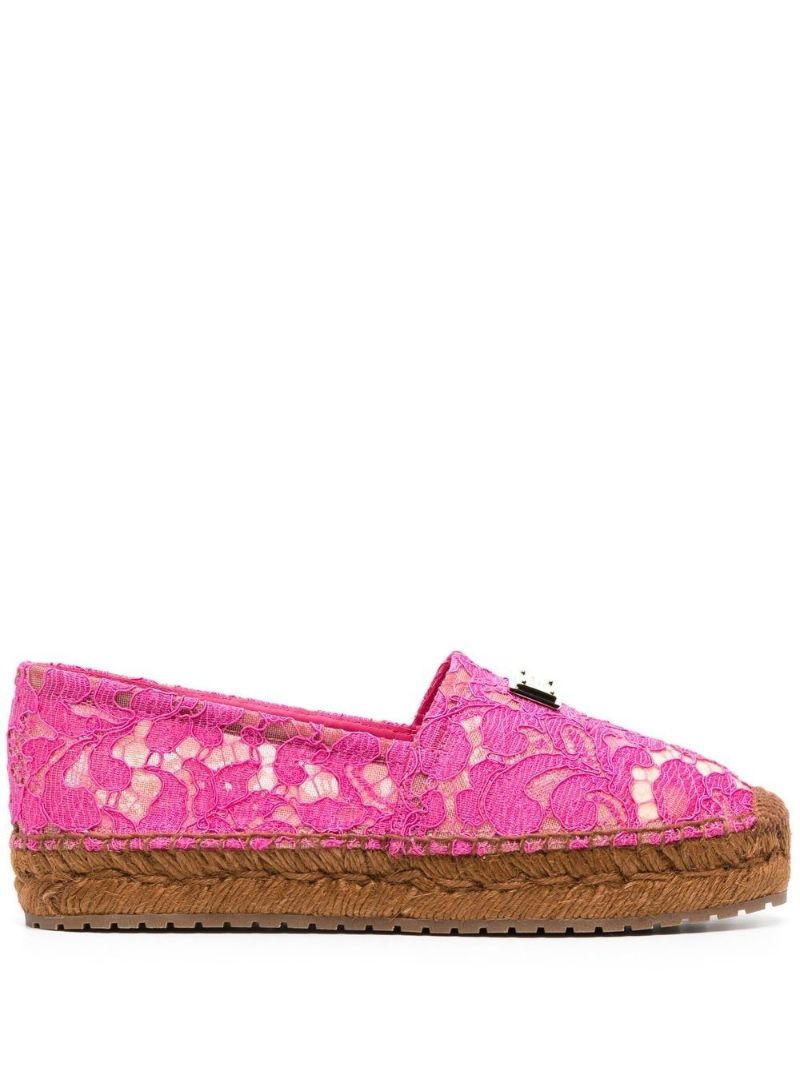 Pink Lace Panel Espadrilles