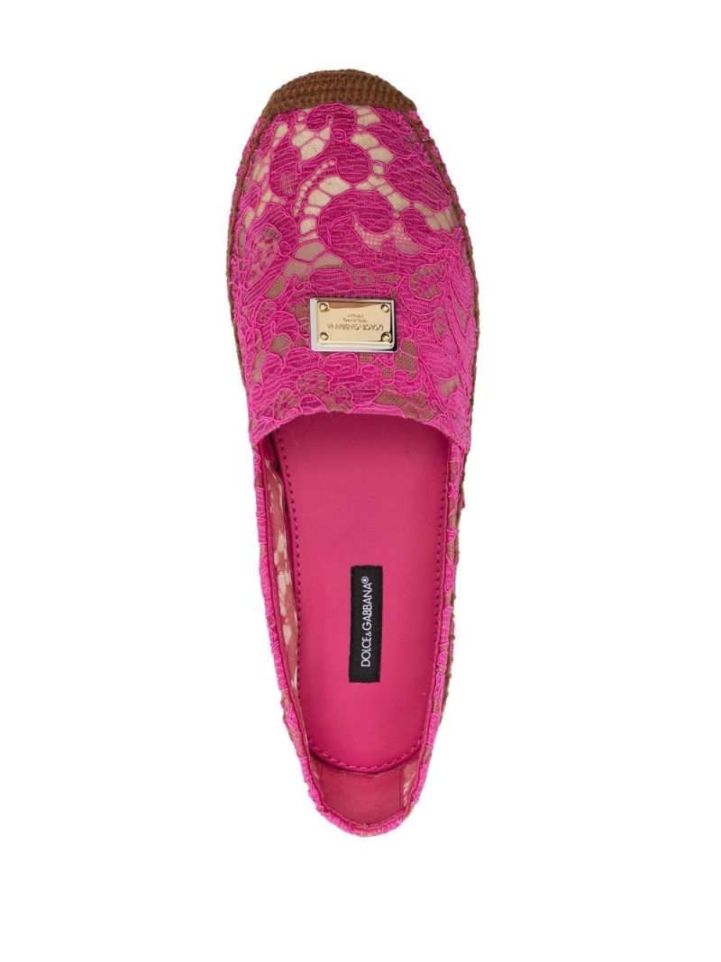 Pink Lace Panel Espadrilles