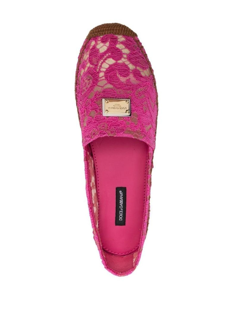 Pink Lace Panel Espadrilles