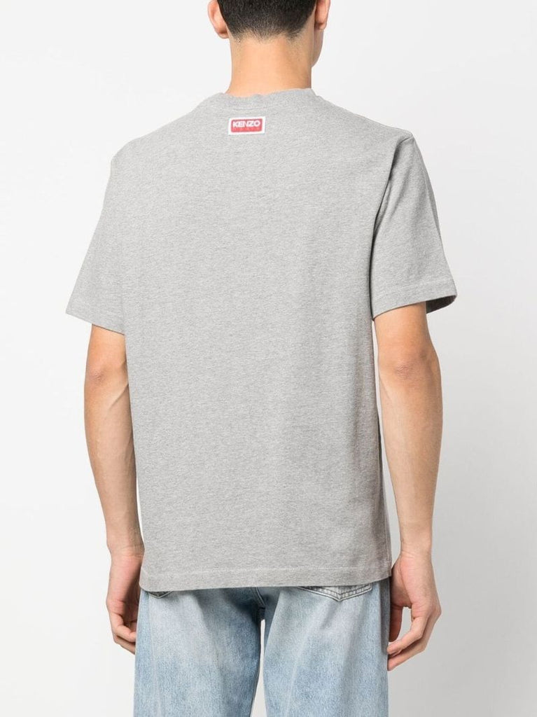 Grey Logo Print Cotton T-shirt