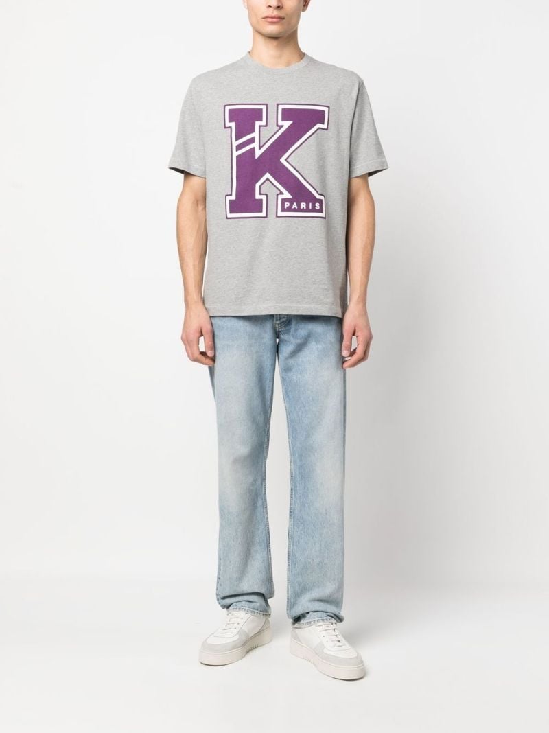 Grey Logo Print Cotton T-shirt