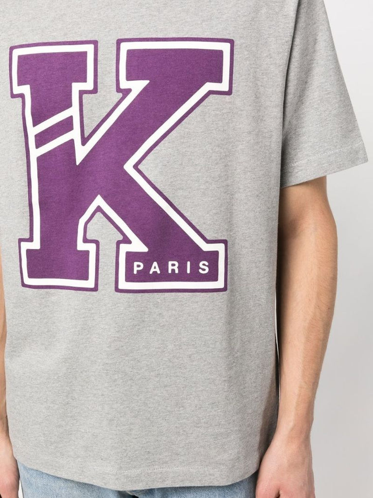 Grey Logo Print Cotton T-shirt