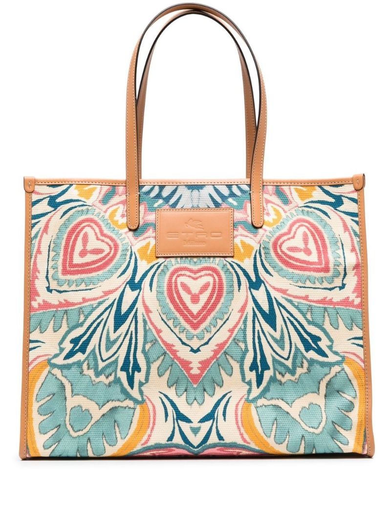 Blue Globetrotter Mandala Print Tote Bag