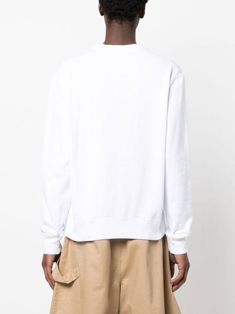 White Logo Embroidered Cotton Sweatshirt